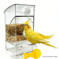 No Mess Bird Feeder for Cage - Automatic Gravity Food Dispenser with Perch, Clear Acrylic Seed Storage for Parakeets, Cockatiels, Budgies & Finches (Waste-Free Design)