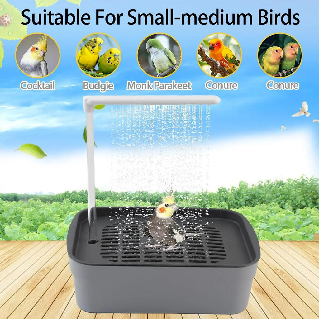 Parrot Bathtub – Automatic Bird Bath for Cages, Automatic Shower Fountain for Parrots & Pet Birds, Usb-Powered Circulating Bathtub for Cockatoos, Parakeets, and African Greys, Bird Supplies