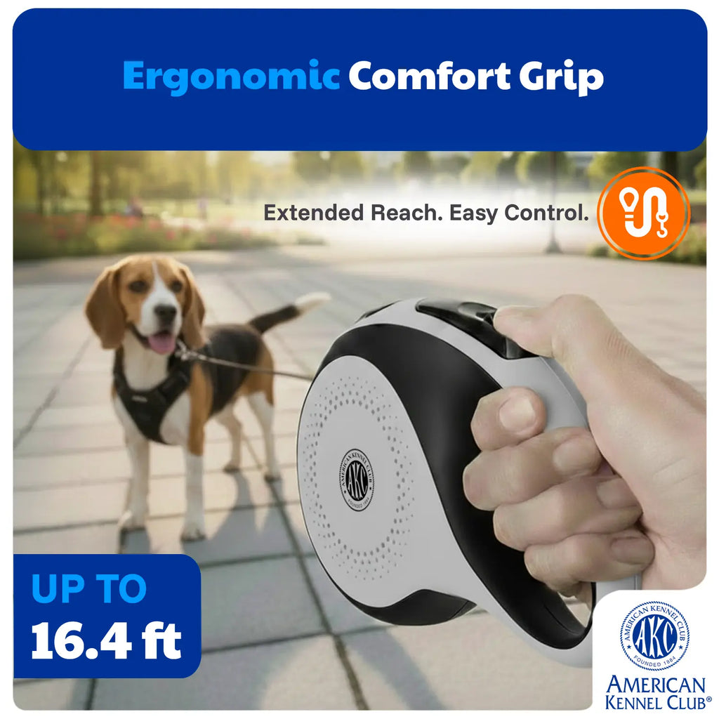 American Kennel Club Retractable Dog Leash, Tangle-Free, 16.4 Ft, for Medium Dogs up to 66 Lbs