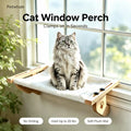 Petwhole Cat Window Sill Perch-Natural Wood & Metal Frame for Large Cats and Kittens, Adjustable Foldable Cat Window Bed with Large Load Capacity,Sturdy and Durable,Universal Fit for All Windowsills & Bedside,Easy to Adjust,Cat Sunbathing Rest Essential