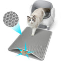 Honeycomb Cat Litter Trapping Mat with Pee Guard, 22X16 in Grey, 2-In-1 Versatility, Double-Layer Effortless Cleanup, Strong Anti-Slip Backing, Side-Opening Design, Leakproof Waterproof Pet Supply for Floor Protection & Sensitive Paws, Pad,Sohochic