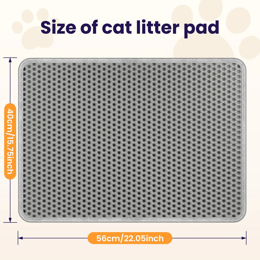 Honeycomb Cat Litter Trapping Mat with Pee Guard, 22X16 in Grey, 2-In-1 Versatility, Double-Layer Effortless Cleanup, Strong Anti-Slip Backing, Side-Opening Design, Leakproof Waterproof Pet Supply for Floor Protection & Sensitive Paws, Pad,Sohochic