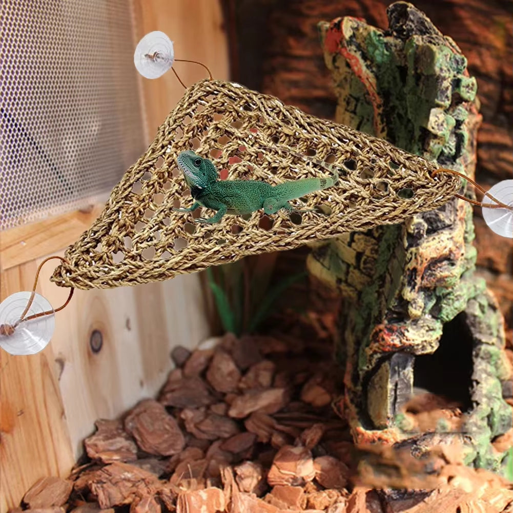 Pet Hammock Lizard Reptile Grass Mat Bed Hamster Reptile Pet Bed Pet Parrot Hammock Swing Pet Reptile Small Pet Bed Hanging Bed