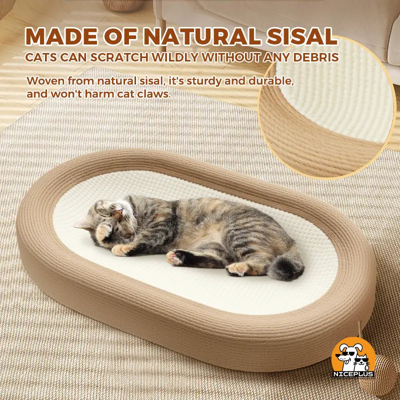 NICEPLUS 2-In-1 Cat Scratcher Lounge Bed, Play and Rest Design, Sisal Cardboard Mix, No Paper Scraps, anti Overturning, Heavy Duty Plant Fiber, Non-Toxic, Eco-Friendly