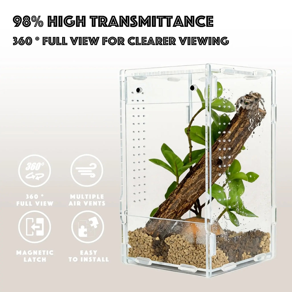 5X5X8 Reptile Tank – Acrylic Reptile Enclosure Terrarium for Cre Sted Gecko, Lizards, Spiders & Snakes – Clear Lizard Habitat Terrarium